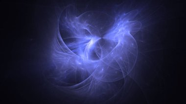 Soyut mavi fraktal ışık arkaplanı 3 boyutlu oluşturuluyor