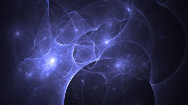 Soyut mavi fraktal ışık arkaplanı 3 boyutlu oluşturuluyor