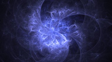 Soyut mavi fraktal ışık arkaplanı 3 boyutlu oluşturuluyor