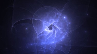 Soyut mavi fraktal ışık arkaplanı 3 boyutlu oluşturuluyor