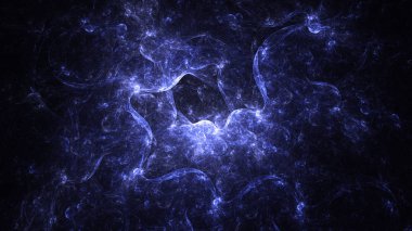 Soyut mavi fraktal ışık arkaplanı 3 boyutlu oluşturuluyor
