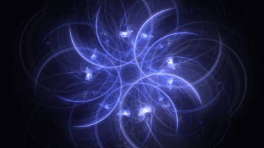 Soyut mavi fraktal ışık arkaplanı 3 boyutlu oluşturuluyor