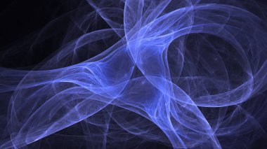 Soyut mavi fraktal ışık arkaplanı 3 boyutlu oluşturuluyor