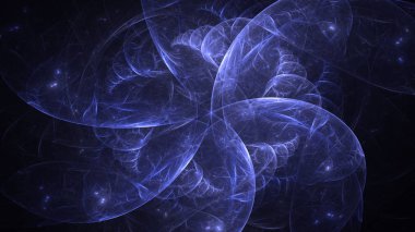 Soyut mavi fraktal ışık arkaplanı 3 boyutlu oluşturuluyor