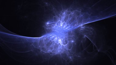 Soyut mavi fraktal ışık arkaplanı 3 boyutlu oluşturuluyor