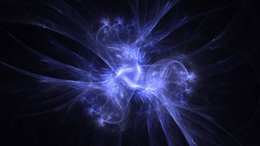 Soyut mavi fraktal ışık arkaplanı 3 boyutlu oluşturuluyor