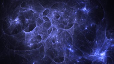 Soyut mavi fraktal ışık arkaplanı 3 boyutlu oluşturuluyor