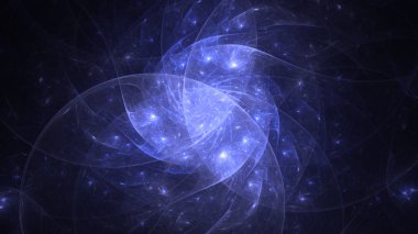 Soyut mavi fraktal ışık arkaplanı 3 boyutlu oluşturuluyor