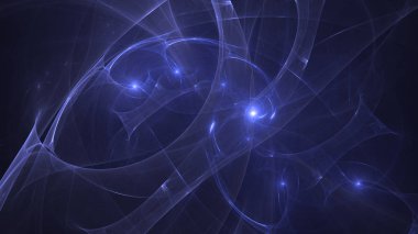 Soyut mavi fraktal ışık arkaplanı 3 boyutlu oluşturuluyor