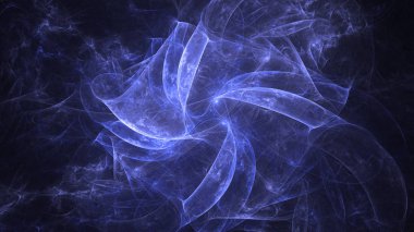 Soyut mavi fraktal ışık arkaplanı 3 boyutlu oluşturuluyor