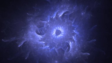 Soyut mavi fraktal ışık arkaplanı 3 boyutlu oluşturuluyor