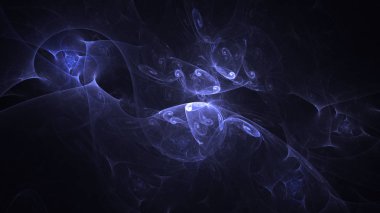 Soyut mavi fraktal ışık arkaplanı 3 boyutlu oluşturuluyor