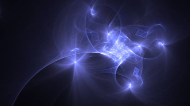 Soyut mavi fraktal ışık arkaplanı 3 boyutlu oluşturuluyor