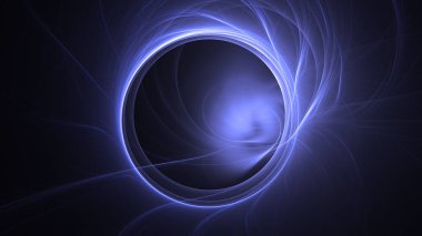 Soyut mavi fraktal ışık arkaplanı 3 boyutlu oluşturuluyor