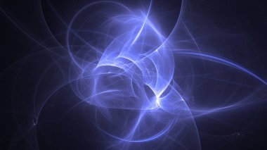 Soyut mavi fraktal ışık arkaplanı 3 boyutlu oluşturuluyor