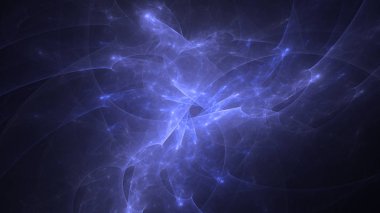 Soyut mavi fraktal ışık arkaplanı 3 boyutlu oluşturuluyor