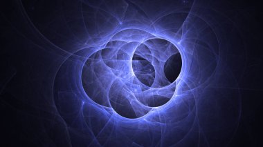 Soyut mavi fraktal ışık arkaplanı 3 boyutlu oluşturuluyor