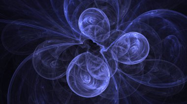 Soyut mavi fraktal ışık arkaplanı 3 boyutlu oluşturuluyor