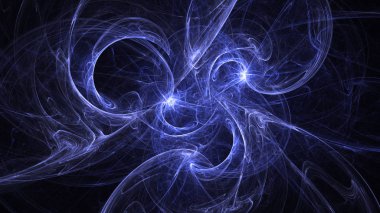 Soyut mavi fraktal ışık arkaplanı 3 boyutlu oluşturuluyor