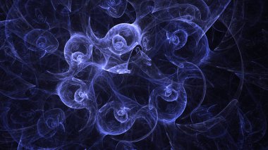 Soyut mavi fraktal ışık arkaplanı 3 boyutlu oluşturuluyor