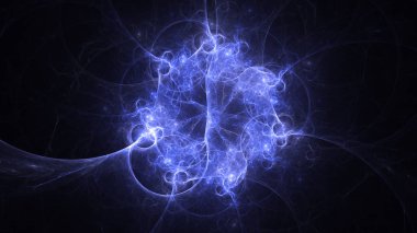 Soyut mavi fraktal ışık arkaplanı 3 boyutlu oluşturuluyor