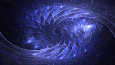 Soyut mavi fraktal ışık arkaplanı 3 boyutlu oluşturuluyor