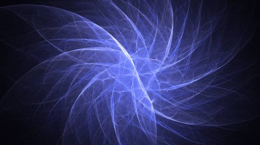 Soyut mavi fraktal ışık arkaplanı 3 boyutlu oluşturuluyor