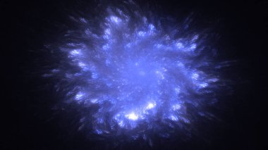 Soyut mavi fraktal ışık arkaplanı 3 boyutlu oluşturuluyor