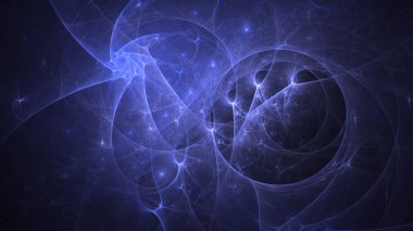 Soyut mavi fraktal ışık arkaplanı 3 boyutlu oluşturuluyor