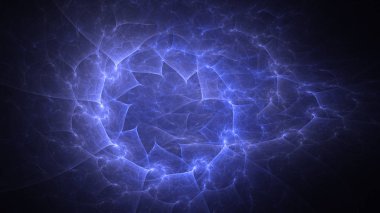 Soyut mavi fraktal ışık arkaplanı 3 boyutlu oluşturuluyor