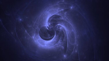 Soyut mavi fraktal ışık arkaplanı 3 boyutlu oluşturuluyor