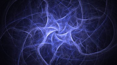 Soyut mavi fraktal ışık arkaplanı 3 boyutlu oluşturuluyor