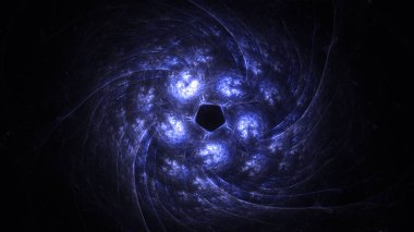 Soyut mavi fraktal ışık arkaplanı 3 boyutlu oluşturuluyor