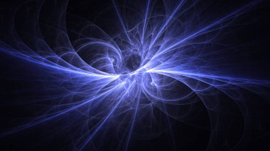Soyut mavi fraktal ışık arkaplanı 3 boyutlu oluşturuluyor