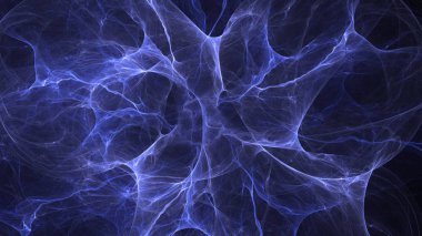 Soyut mavi fraktal ışık arkaplanı 3 boyutlu oluşturuluyor