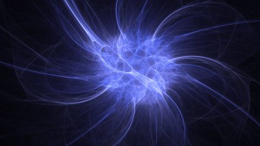 Soyut mavi fraktal ışık arkaplanı 3 boyutlu oluşturuluyor
