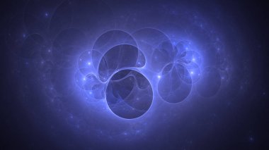 Soyut mavi fraktal ışık arkaplanı 3 boyutlu oluşturuluyor