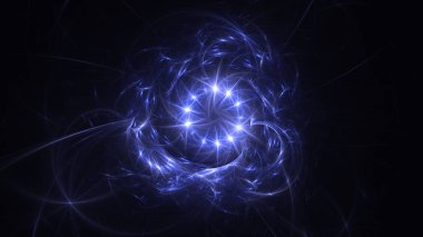 Soyut mavi fraktal ışık arkaplanı 3 boyutlu oluşturuluyor
