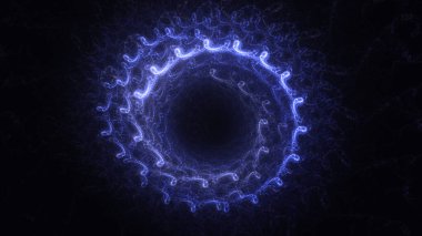 Soyut mavi fraktal ışık arkaplanı 3 boyutlu oluşturuluyor