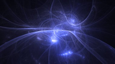 Soyut mavi fraktal ışık arkaplanı 3 boyutlu oluşturuluyor