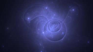 Soyut mavi fraktal ışık arkaplanı 3 boyutlu oluşturuluyor