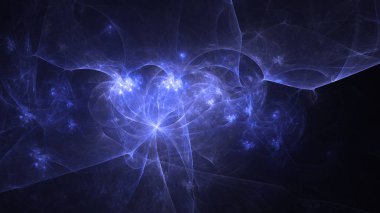 Soyut mavi fraktal ışık arkaplanı 3 boyutlu oluşturuluyor