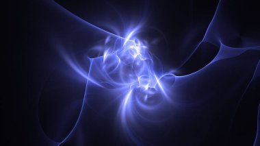 Soyut mavi fraktal ışık arkaplanı 3 boyutlu oluşturuluyor