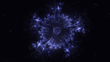 Soyut mavi fraktal ışık arkaplanı 3 boyutlu oluşturuluyor