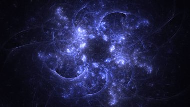Soyut mavi fraktal ışık arkaplanı 3 boyutlu oluşturuluyor