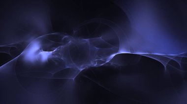 Soyut mavi fraktal ışık arkaplanı 3 boyutlu oluşturuluyor