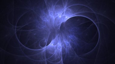 Soyut mavi fraktal ışık arkaplanı 3 boyutlu oluşturuluyor