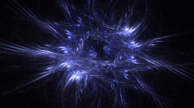 Soyut mavi fraktal ışık arkaplanı 3 boyutlu oluşturuluyor