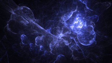 Soyut mavi fraktal ışık arkaplanı 3 boyutlu oluşturuluyor