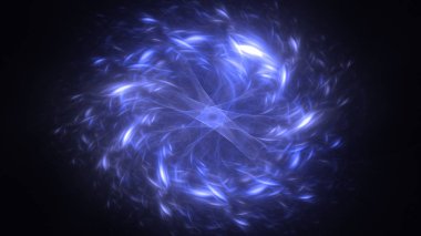 Soyut mavi fraktal ışık arkaplanı 3 boyutlu oluşturuluyor